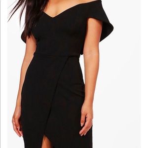 Black off the shoulder cocktail dress